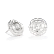 Load image into Gallery viewer, A product photo of our Rosette Stud Earrings against a white background. The earrings are a stylised rosette design of 16mm in diameter. 
